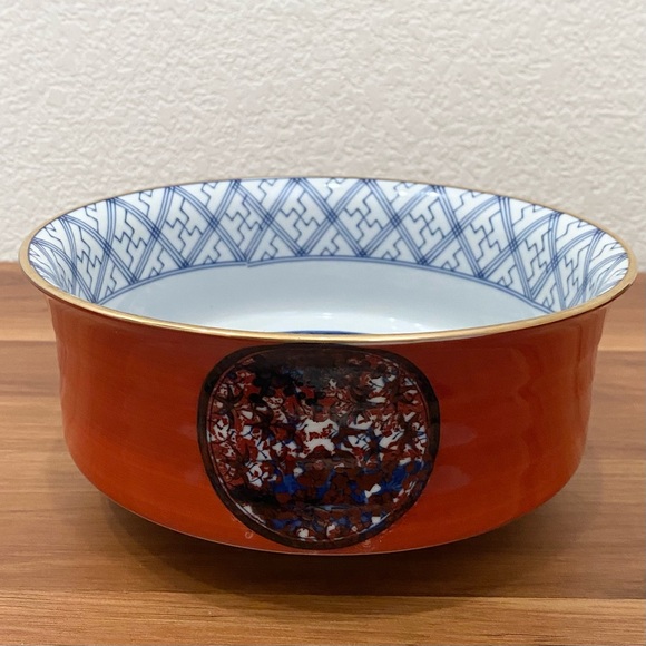Vintage Shibata Toki Japan Hand Painted Porcelain Vibrant Orange & Blue 8” Bowl - Picture 2 of 14